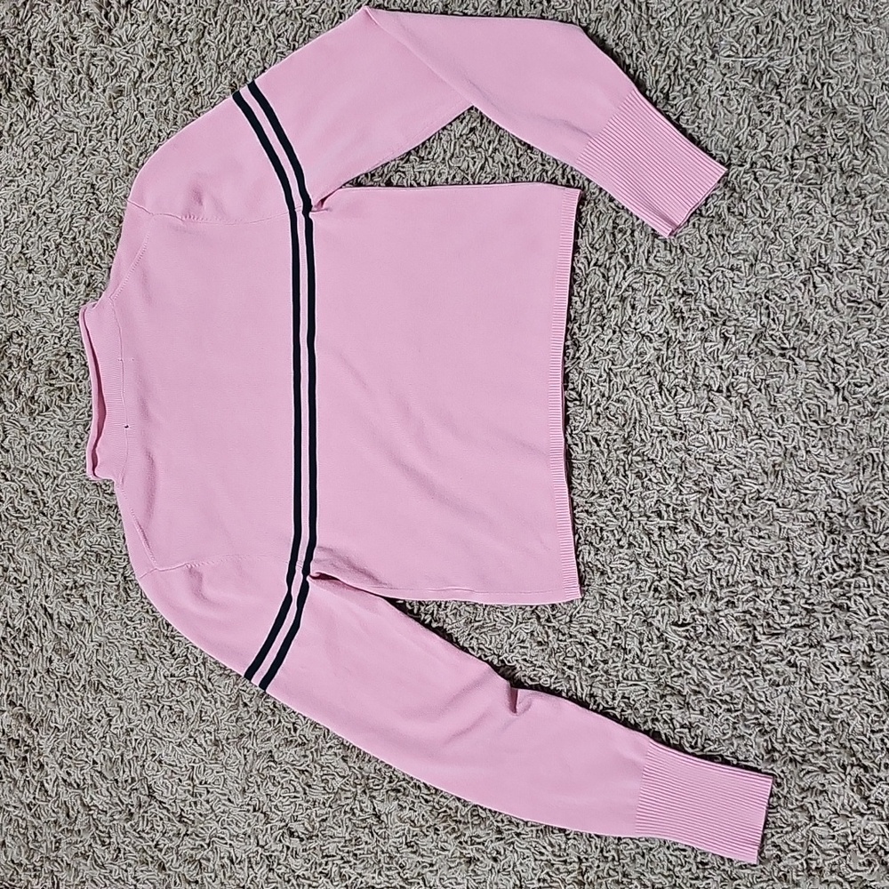 Urban Outfitters Angelo Mock Neck Sweater Pink Green Medium Stripe Knit Top - Picture 7 of 7